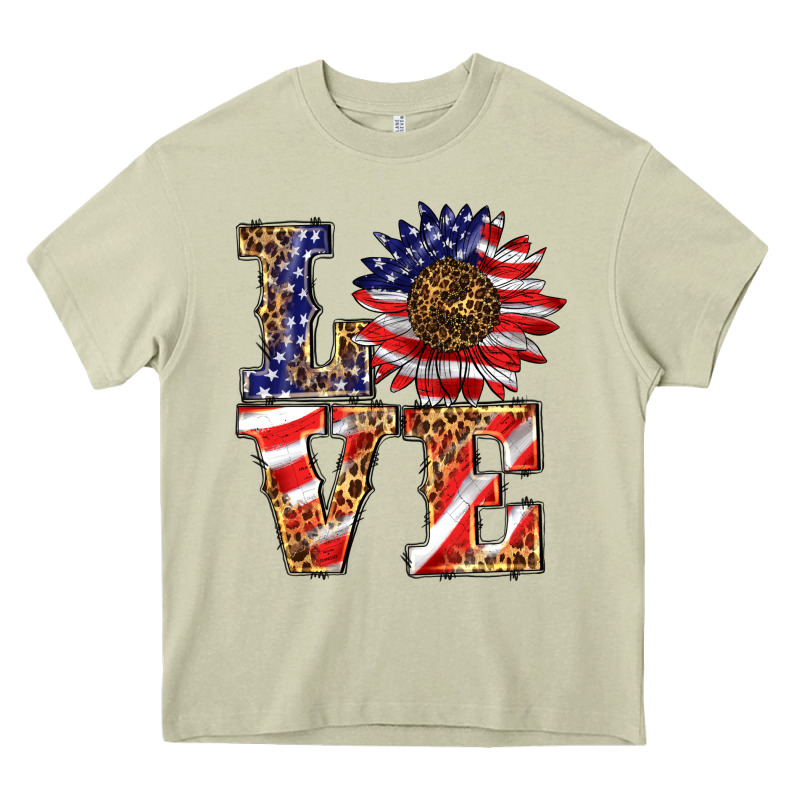 Patriotic Sunflower Love Heavy Core Tee by BarkalooDesign | Teevron