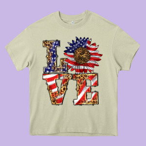 Patriotic Sunflower Love Heavy Core Tee Designed By Barkaloodesign