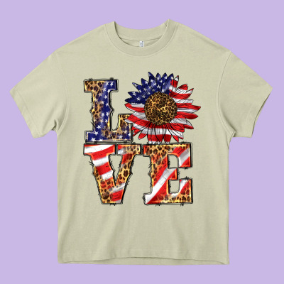 Patriotic Sunflower Love Heavy Core Tee Designed By Barkaloodesign