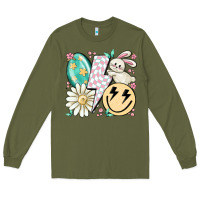 Army Green retro easter Long Sleeve Tee - MaliasSmallBusiness