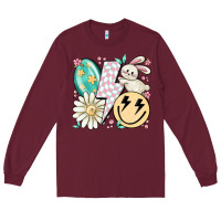 Burgundy retro easter Long Sleeve Tee - MaliasSmallBusiness