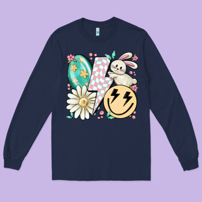 Retro Easter Long Sleeve Tee Designed By Maliassmallbusiness