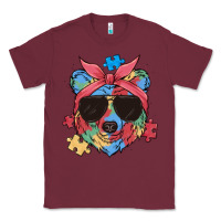 Burgundy autism awareness bear Classic Tee - MaliasSmallBusiness