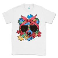 White autism awareness bear Classic Tee - MaliasSmallBusiness