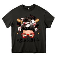 Asphalt baseball life messy bun Heavy Core Tee - Zillion Design Studio