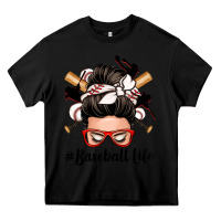Black baseball life messy bun Heavy Core Tee - Zillion Design Studio