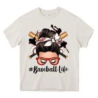 Cream baseball life messy bun Heavy Core Tee - Zillion Design Studio