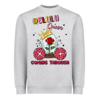 Heather Grey delulu queen coming through Heavyweight Sweatshirt - MaliasSmallBusiness