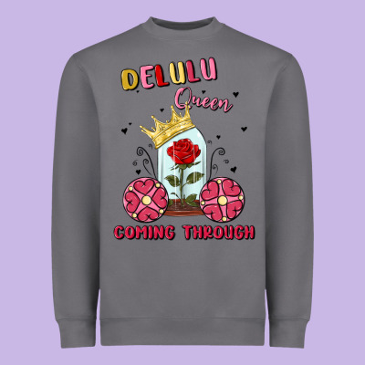 Delulu Queen Coming Through Heavyweight Sweatshirt Designed By Maliassmallbusiness