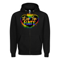 Black stop the hate pride lgbtq heart Zipper Hoodie - LillyAllenDesigns