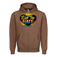 Chestnut stop the hate pride lgbtq heart Zipper Hoodie - LillyAllenDesigns