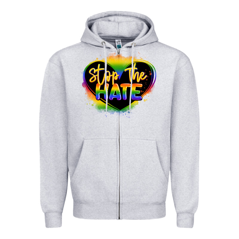 Stop The Hate Pride Lgbtq Heart Zipper Hoodie by LillyAllenDesigns | Teevron