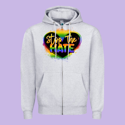 Stop The Hate Pride Lgbtq Heart Zipper Hoodie Designed By Lillyallendesigns