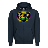 Navy stop the hate pride lgbtq heart Zipper Hoodie - LillyAllenDesigns