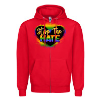 Red stop the hate pride lgbtq heart Zipper Hoodie - LillyAllenDesigns
