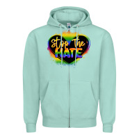 Seafoam stop the hate pride lgbtq heart Zipper Hoodie - LillyAllenDesigns