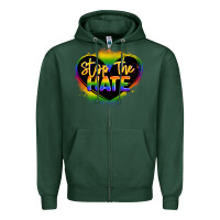 Sports Green stop the hate pride lgbtq heart Zipper Hoodie - LillyAllenDesigns