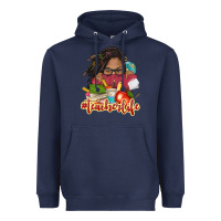 Navy afro woman teacher life Heavyweight Hoodie - NancyCooperArtShop