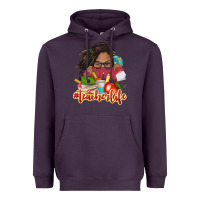 Plum afro woman teacher life Heavyweight Hoodie - NancyCooperArtShop