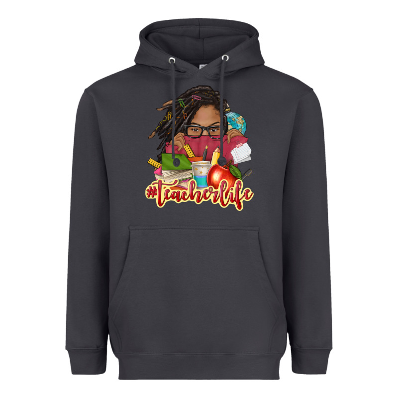 Afro Woman Teacher Life Heavyweight Hoodie by NancyCooperArtShop | Teevron