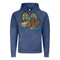 Vintage Denim autism hearts leopard cowhide Vintage Hoodie - Artiststas