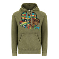 Vintage Olive autism hearts leopard cowhide Vintage Hoodie - Artiststas