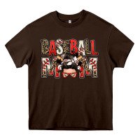 Chocolate Brown baseball mom messy bun Heavy Core Tee - Zillion Design Studio