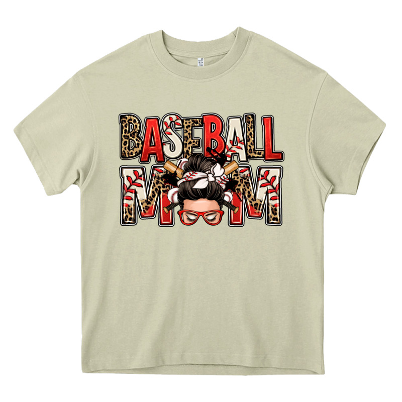 Baseball Mom Messy Bun Heavy Core Tee by Zillion Design Studio | Teevron