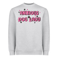Heather Grey anxious dog lady Heavyweight Sweatshirt - MaliasSmallBusiness