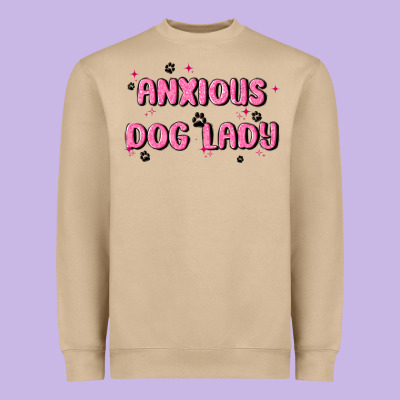 Anxious Dog Lady Heavyweight Sweatshirt Designed By Maliassmallbusiness