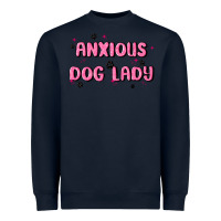 Navy anxious dog lady Heavyweight Sweatshirt - MaliasSmallBusiness