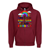 Burgundy come to the gay side we have rainbows Zipper Hoodie - LillyAllenDesigns