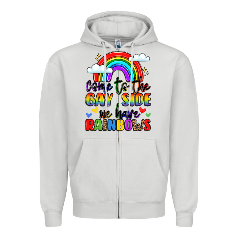 Come To The Gay Side We Have Rainbows Zipper Hoodie by LillyAllenDesigns | Teevron