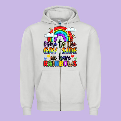 Come To The Gay Side We Have Rainbows Zipper Hoodie Designed By Lillyallendesigns