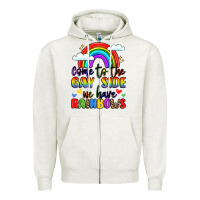 Oatmeal Heather come to the gay side we have rainbows Zipper Hoodie - LillyAllenDesigns