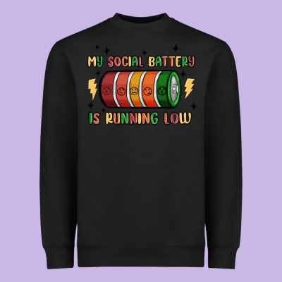 Social Battery Heavyweight Sweatshirt Designed By Maliassmallbusiness