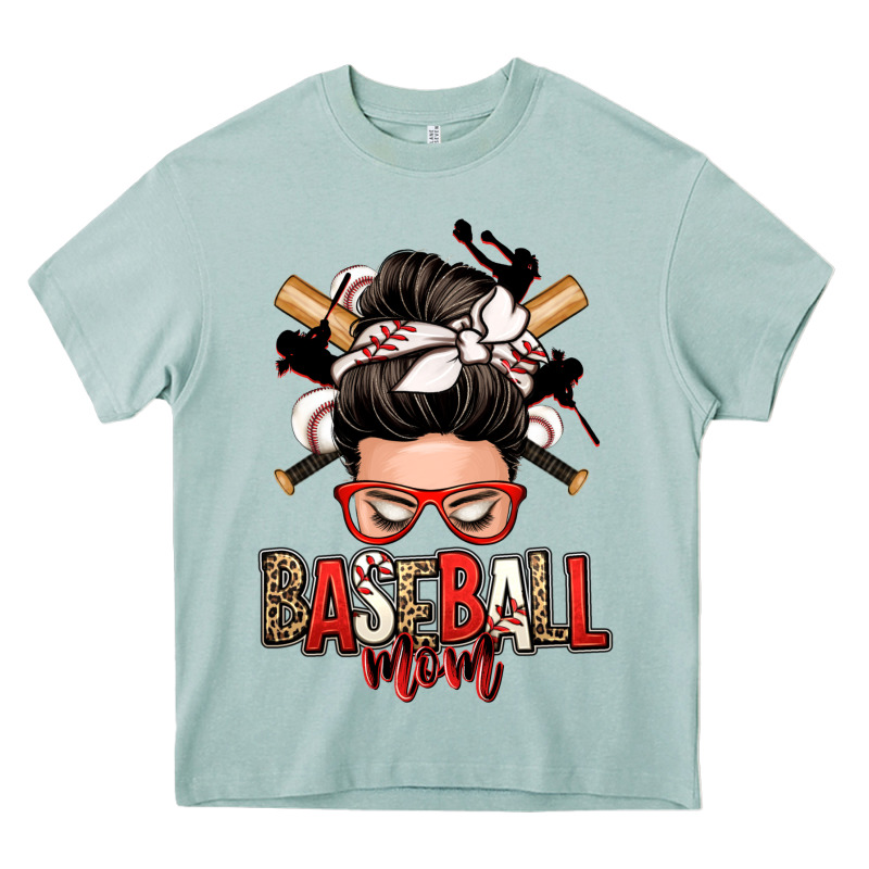 Baseball Mom Messy Bun Heavy Core Tee by Zillion Design Studio | Teevron