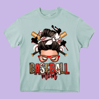 Baseball Mom Messy Bun Heavy Core Tee Designed By Zillion Design Studio