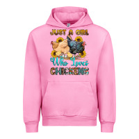 Fuchsia Pink just a girl who loves chickens Urban Hoodie - OliviaCreatesArt