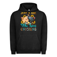 Pigment Black just a girl who loves chickens Urban Hoodie - OliviaCreatesArt