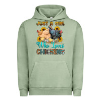 Pigment Oil Green just a girl who loves chickens Urban Hoodie - OliviaCreatesArt