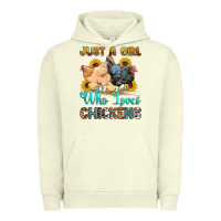 Pigment Pistachio just a girl who loves chickens Urban Hoodie - OliviaCreatesArt