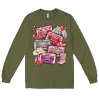 Army Green valentines day cassette tapes Long Sleeve Tee - MaliasSmallBusiness