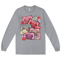 Heather Grey valentines day cassette tapes Long Sleeve Tee - MaliasSmallBusiness