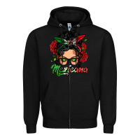 Black mexicana woman messy bun Zipper Hoodie - LillyAllenDesigns