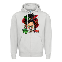 Mexicana Woman Messy Bun Zipper Hoodie | Teevron