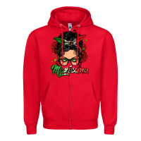 Red mexicana woman messy bun Zipper Hoodie - LillyAllenDesigns