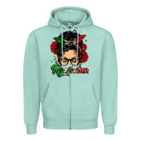 Seafoam mexicana woman messy bun Zipper Hoodie - LillyAllenDesigns