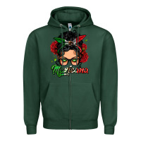 Sports Green mexicana woman messy bun Zipper Hoodie - LillyAllenDesigns