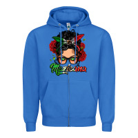 True Royal mexicana woman messy bun Zipper Hoodie - LillyAllenDesigns